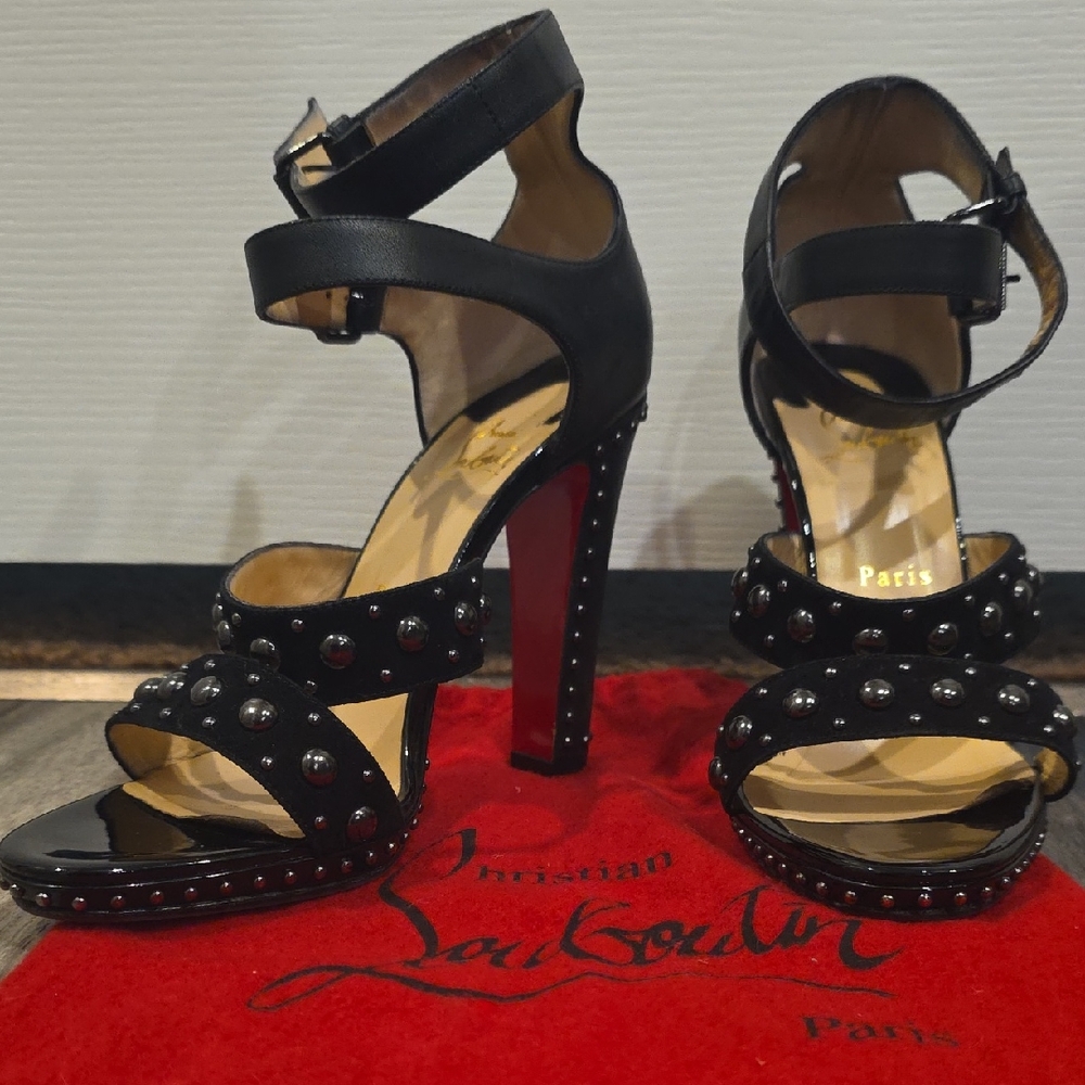 Christian Louboutin Black Studded Sandals